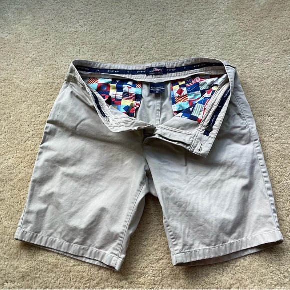 ✅Columbia PFG Men's Khaki Flat Front Chino Shorts - Sz 34 - *VGUC - 100% Cotton - Picture 2 of 11